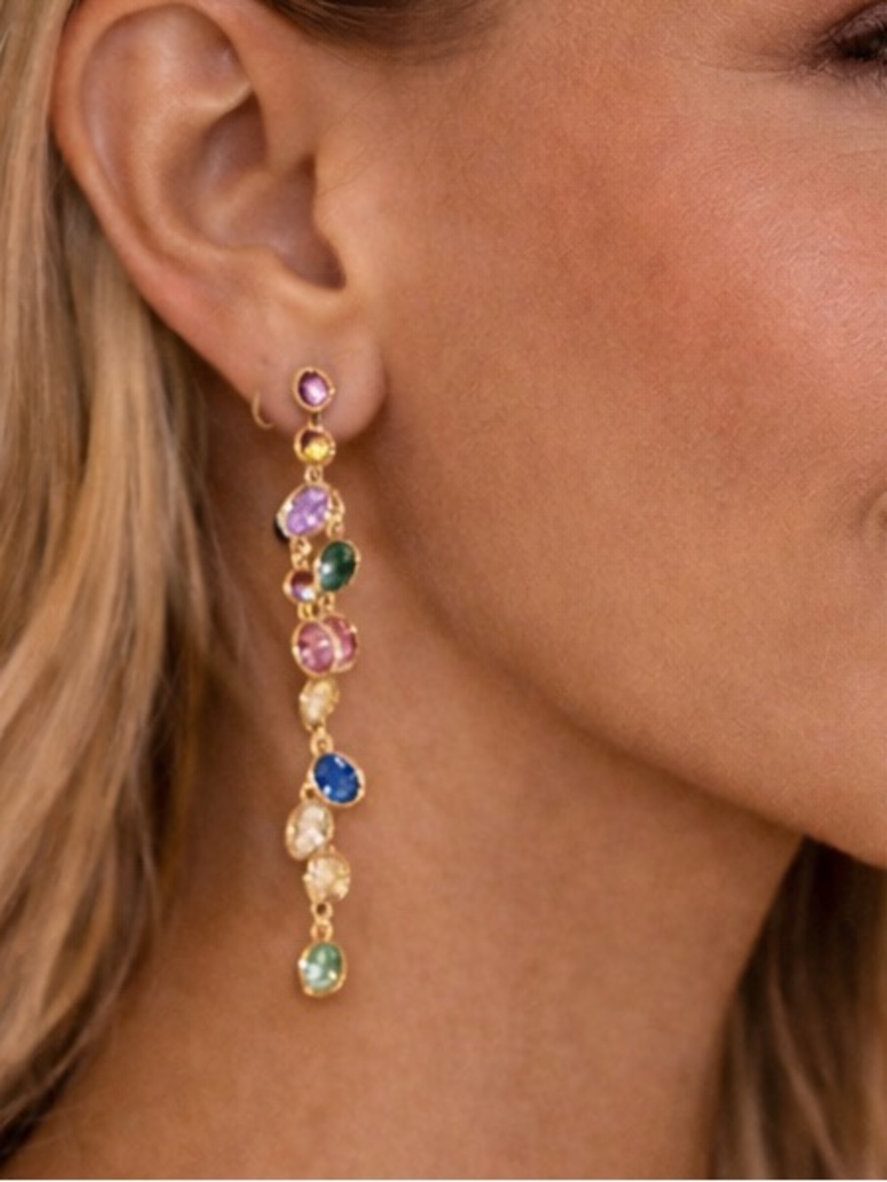 Multicolor Drop Earrings with Gemstones